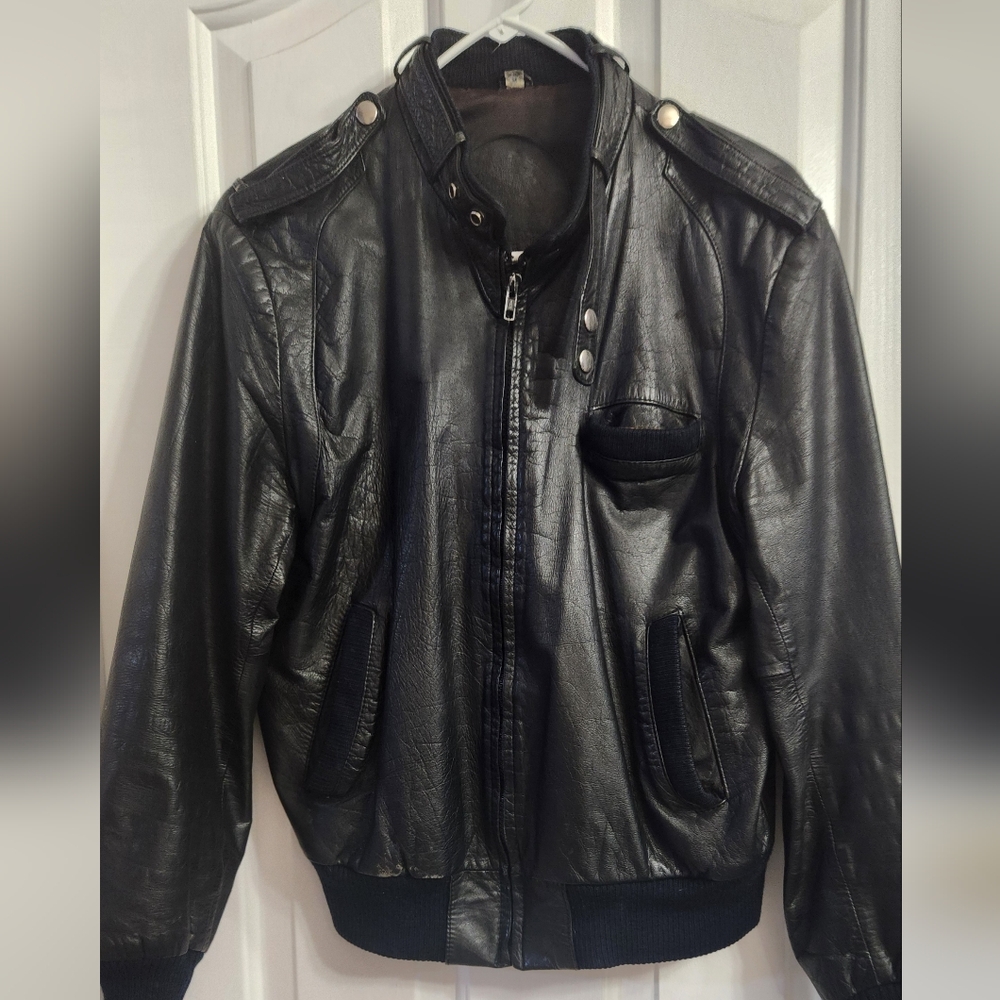 Vintage Peter Jon Leather Jacket Stylish  1989 Bomber Jacket
